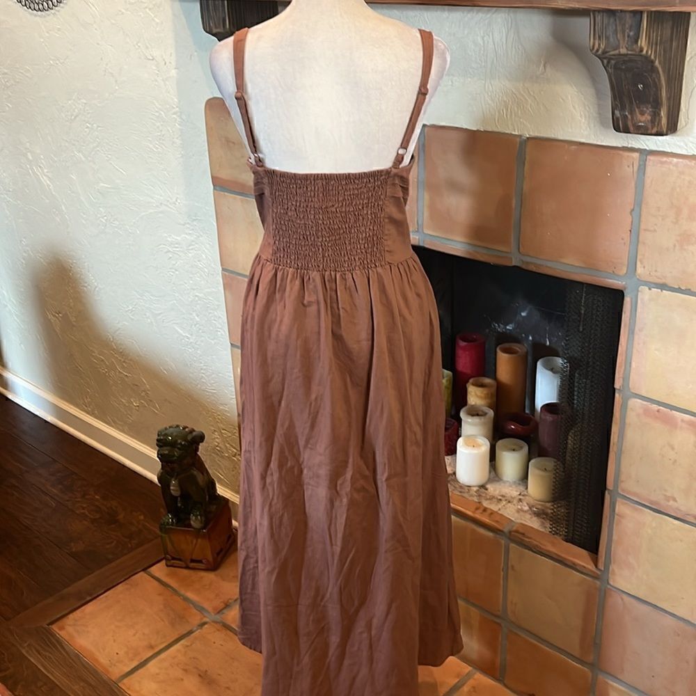 Joie Midi Linen Blend Sundress Pockets Clay Terracotta, 16! - Picture 4 of 9